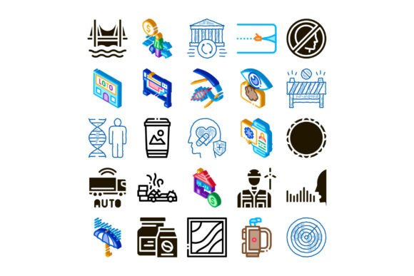 Collection of Isometric Icons for Web De