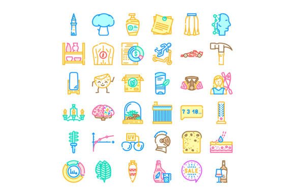 Collection of Various Colorful Outline I