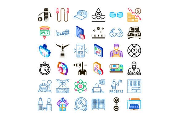Collection of Various Icons Depicting Mo: A Versatile Visual Language for Modern Communication