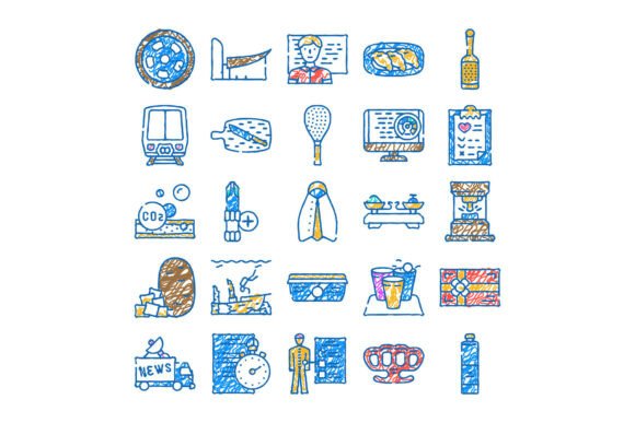Colorful Doodle Various Miscellaneous Ob