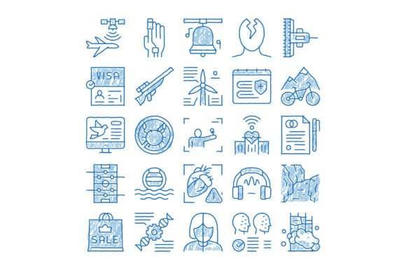 Diverse Activity Internet Line Doodle Ic