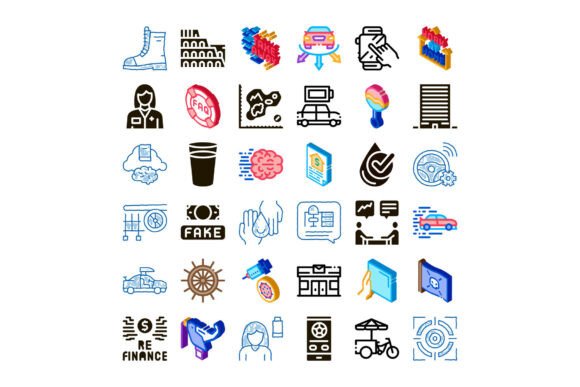 Diverse Collection of Color Vector Icons