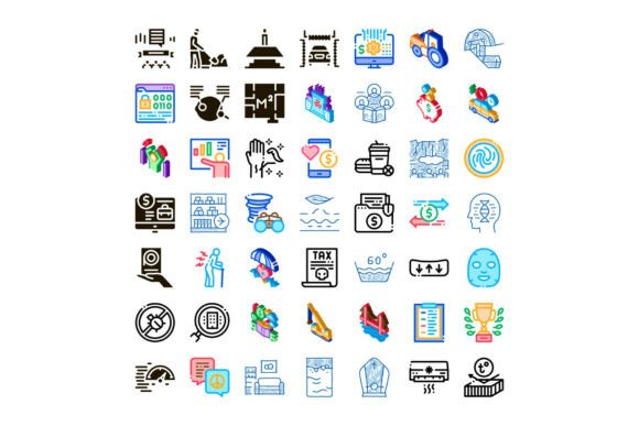 Diverse Set of Modern Financial Economic Icons