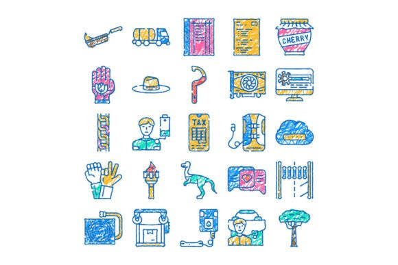 Doodle Drawing Icons Mix for Various Con