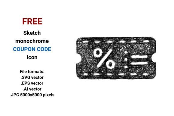 FREE Sketch Coupon Code Icon: Scalable, Editable Assets for Creative & Business Workflows