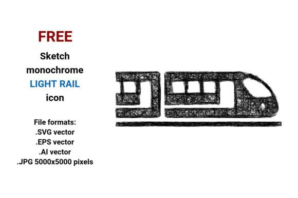 FREE Sketch Light Rail Icon: Scalable, Artistic & Ready for Any Project