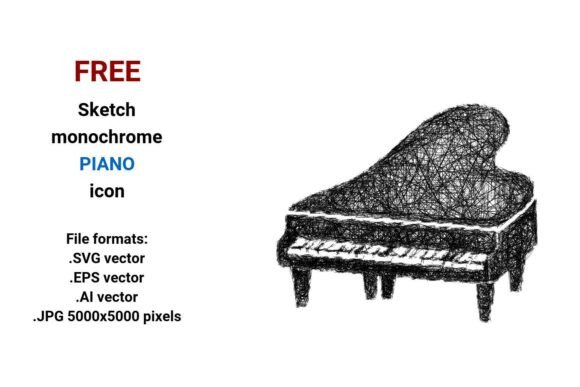 FREE Sketch Piano Icon: Simple, Scalable & Stylish