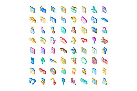 Isometric Icon Collection Covering Vario