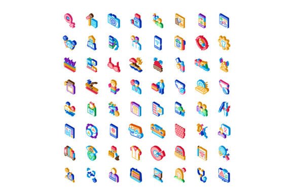 Isometry Concept Icons Set for Modern Design